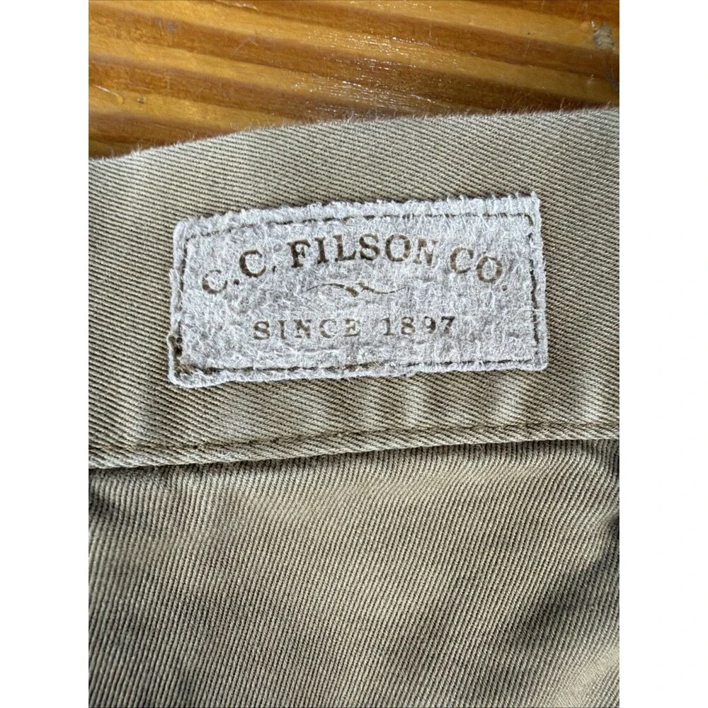 Vintage CC Filson Dress Pants Men 38x29 Beige Flat Front Business Casual